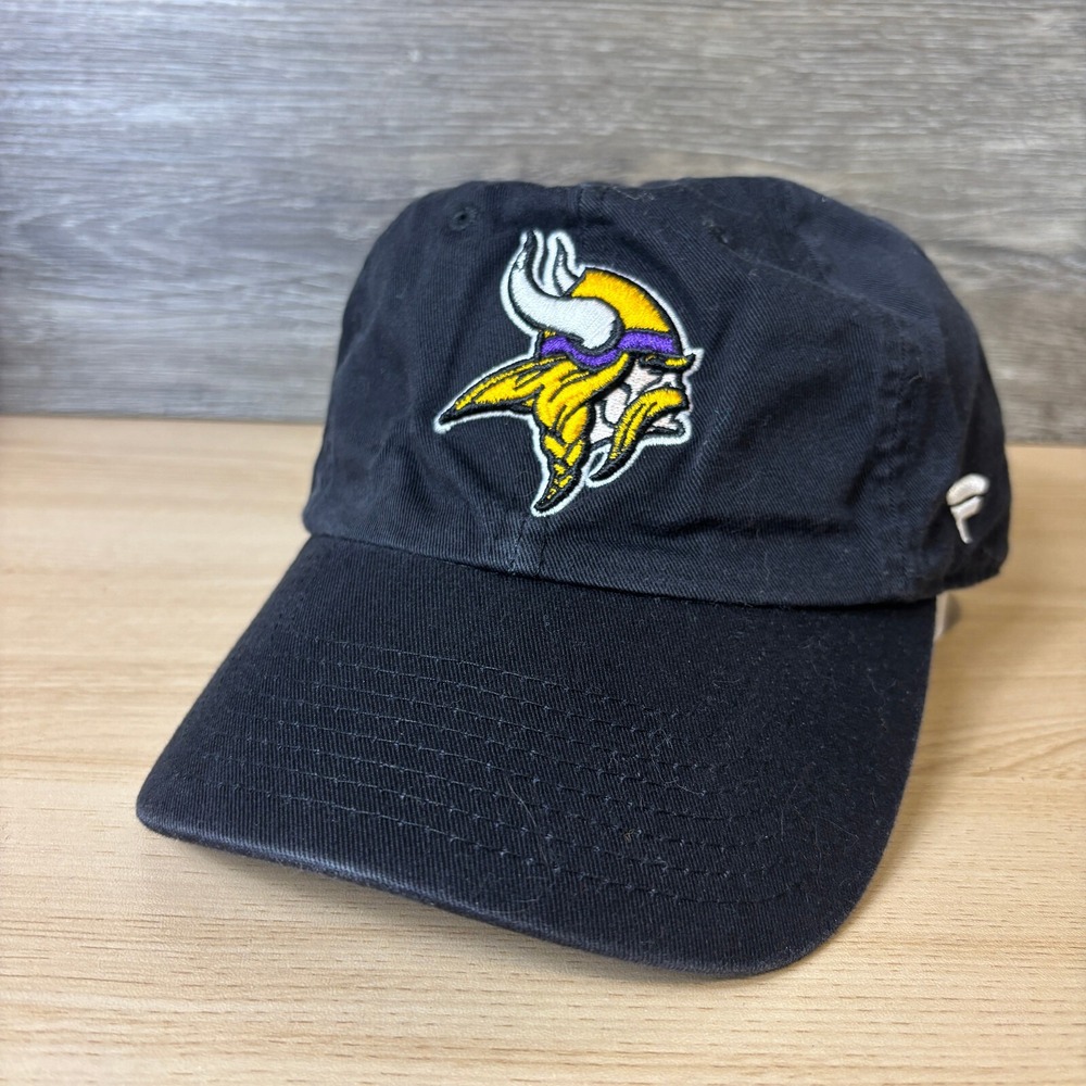 Minnesota Vikings Hat Cap Strap Back Black NFL Football Pro Line Fanatics